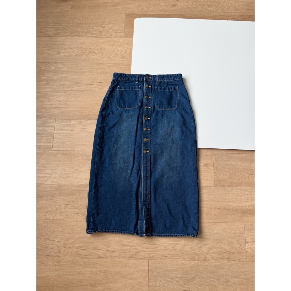 Rolla's Denim Sailor Skirt 31 Blue Jean Dark Stone Wash Midi Button‎ Up